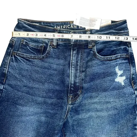 American Eagle highest rise mom denim dark wash stretch distressed jeans 2 NEW - Picture 5 of 8